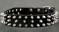 Black Spiked Leather Dog Collar for Great Dane