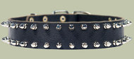 Leather Spiked Dog Collar- 2 Rows of spikes Large collar