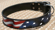 American Flag Dog Collar for Great Dane -Leather usa collar