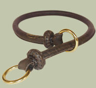 Round Leather Slip Collar-Rolled Choke Collar for Great Dane