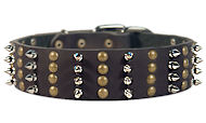 Great Dane Spike Studded Dog Collar/2 inch wide Leather Studs