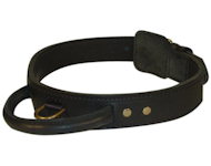 Tac-Black Leather Agitation Collar With Handle for Great Dane