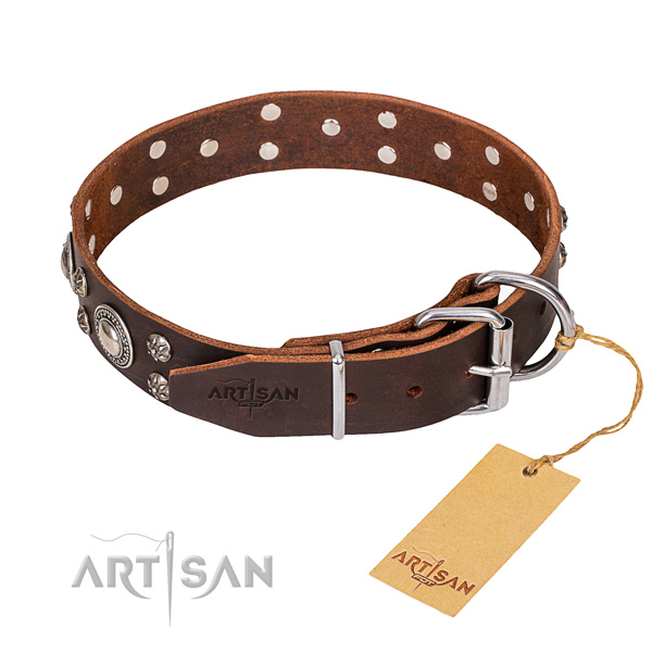 Functional leather collar for your darling canine