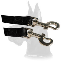 Nylon leash coupler with reliable nickel snap hooks 