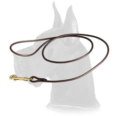 Round leather dog shows leash 