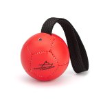 Inflatable Leather Ball Dog Toy With Handle - Red - 4" (10cm)