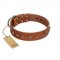 "Broadway" Handmade FDT Artisan Tan Leather Great Dane Collar with Dotted Pyramids