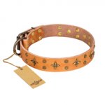 'Top-Flight' FDT Artisan Adorned Tan Leather Great Dane Collar