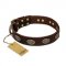 "Chocolate kiss" FDT Artisan Leather Great Dane Collar with Old Bronze Look Oval Plates