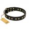 "Rhomb Style" FDT Artisan Decorated Leather Great Dane Collar with Old Bronze-Plated Studs 1 1/2 inch (40 mm) Wide