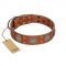 "Sun Rise Noon" FDT Artisan Tan Leather Great Dane Collar with Unique Design