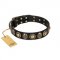 "Sea Rover" FDT Artisan Black Leather Great Dane Collar with Old Bronze-plated Circular Medallions