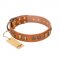 "Natural Beauty" FDT Artisan Tan Leather Great Dane Collar with Old Bronze-like Circles and Plates