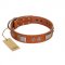 "Pawsy Glossy" FDT Artisan Exclusive Tan Leather Great Dane Collar 1 1/2 inch (40 mm) wide