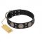 "Sun in Shining" Modern FDT Artisan Black Leather Great Dane Collar with Studs and Stars