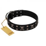 "Black Jack" Stylish Handmade FDT Artisan Black Leather Great Dane Collar