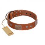 "Great Obelisk" Handcrafted FDT Artisan Tan Leather Great Dane Collar with Large Plates and Pyramids