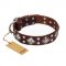 "King of Grace" FDT Artisan Stylish Leather Great Dane Collar with Old Silver-Like Plated Decorations