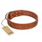 "Star Trek" FDT Artisan Tan Leather Great Dane Collar Decorated with Stars