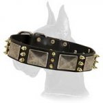 Exquisite Leather Collar with plates and spikes for Great Dane