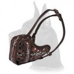 Leather Muzzle with Barbed Wire Painting for Great Dane