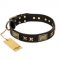 "Passion for Style and Beauty" FDT Artisan Decorated Black Leather Great Dane Collar