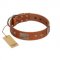 "Great Obelisk" Handcrafted FDT Artisan Tan Leather Great Dane Collar with Large Plates and Pyramids