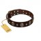 "Breaking the Horizon" FDT Artisan Brown Leather Great Dane Collar with Engraved Studs and Medallions
