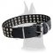 Wide 3 Rows Nickel Pyramids Leather Collar for Great Dane