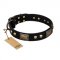 "Biker Style" FDT Artisan Black Leather Great Dane Collar with Old Bronze Look Plates and Skulls