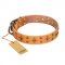 'Top-Flight' FDT Artisan Adorned Tan Leather Great Dane Collar
