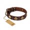 "Golden Square" FDT Artisan Brown Leather Great Dane Collar with Large Squares