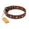 "Caprice of Fashion" FDT Artisan Brown Leather Great Dane Collar with Round Decorations