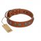 "Luxurious Life" Premium Quality FDT Artisan Tan Leather Great Dane Collar with Round Adornments