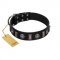 "Silver Spikes" Exclusive FDT Artisan Black Leather Great Dane Collar