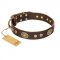 "One-of-a-Kind" FDT Artisan Handmade Decorated Brown Leather Great Dane Collar