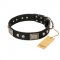 "Pirates Gold" FDT Artisan Black Leather Great Dane Collar with Old Silver Look Plates and Skulls