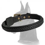 Elegant Braided Leather Collar for Great Dane