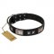 "Pitch Dark" FDT Artisan Black Leather Great Dane Collar with Stars and Plates