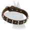 Leather Collar with Studs and Pyramids for Great Dane