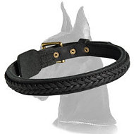Elegant Braided Leather Collar for Great Dane