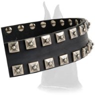 Silver Pyramid Leather Dog Collar for Great Dane
