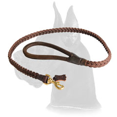 Braided Leather Dog Leash 4 foot-Braided Lead Great Dane