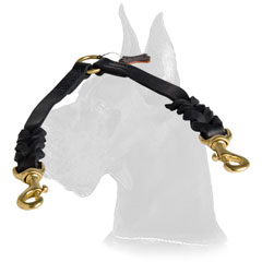 Braided leather coupler for walking 2 Gread Danes