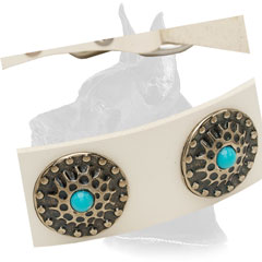Circles and stones on Leather Great Dane Collar