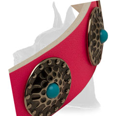 Circles on Pink Leather Great Dane Collar