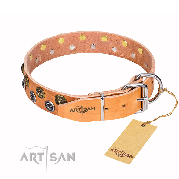 Exquisite genuine leather dog collar for daily use