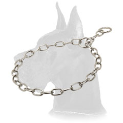 Great Dane Choke Dog Collar of Chrome Plated Steel