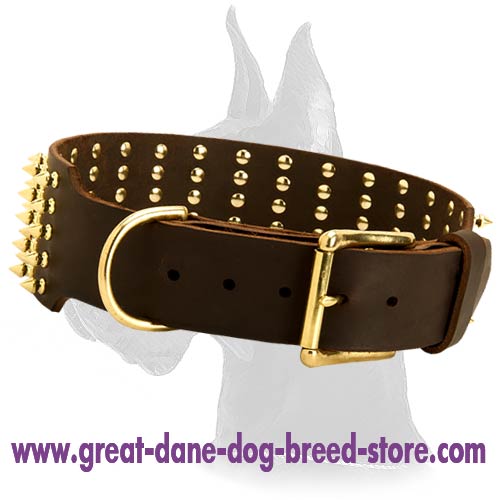 Super Wide Spiked Collar with Traditional Buckle and D-ring