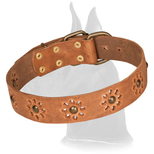 Tan Decorated Leather Collar